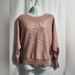 Cable & Gauge Blush Crew Neck Sweater, Size Small